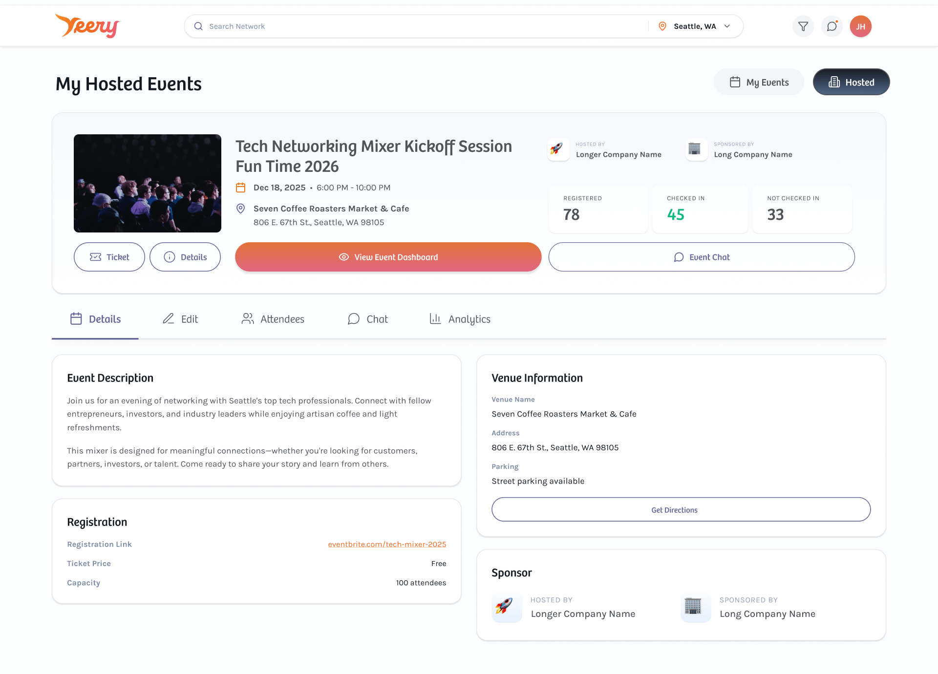 Event Dashboard Details with Veery